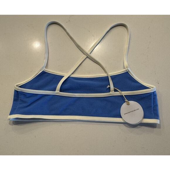 Strait The Label Bikini Top Women’s Size Medium Daze Blue Crush Terry Sporty - Picture 2 of 6